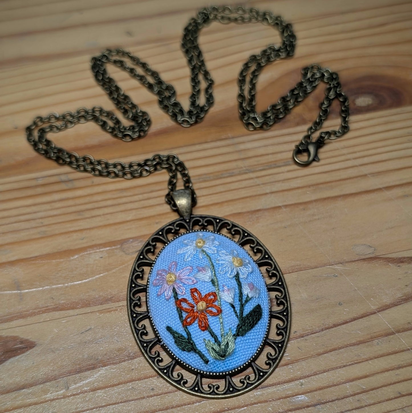 Hand Embroidered Pendant #8
