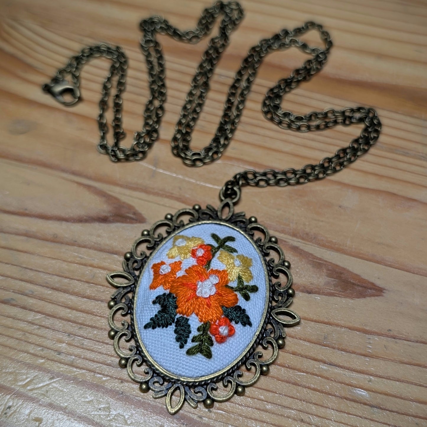 Hand Embroidered Pendant #9