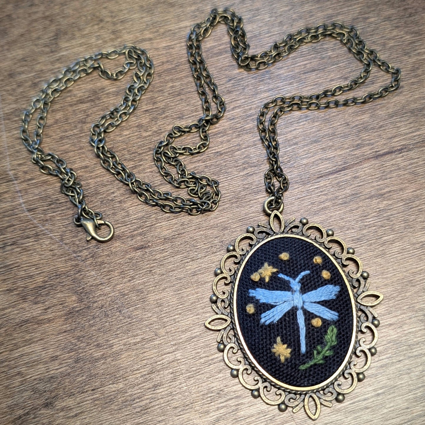 Hand Embroidered Pendant #12