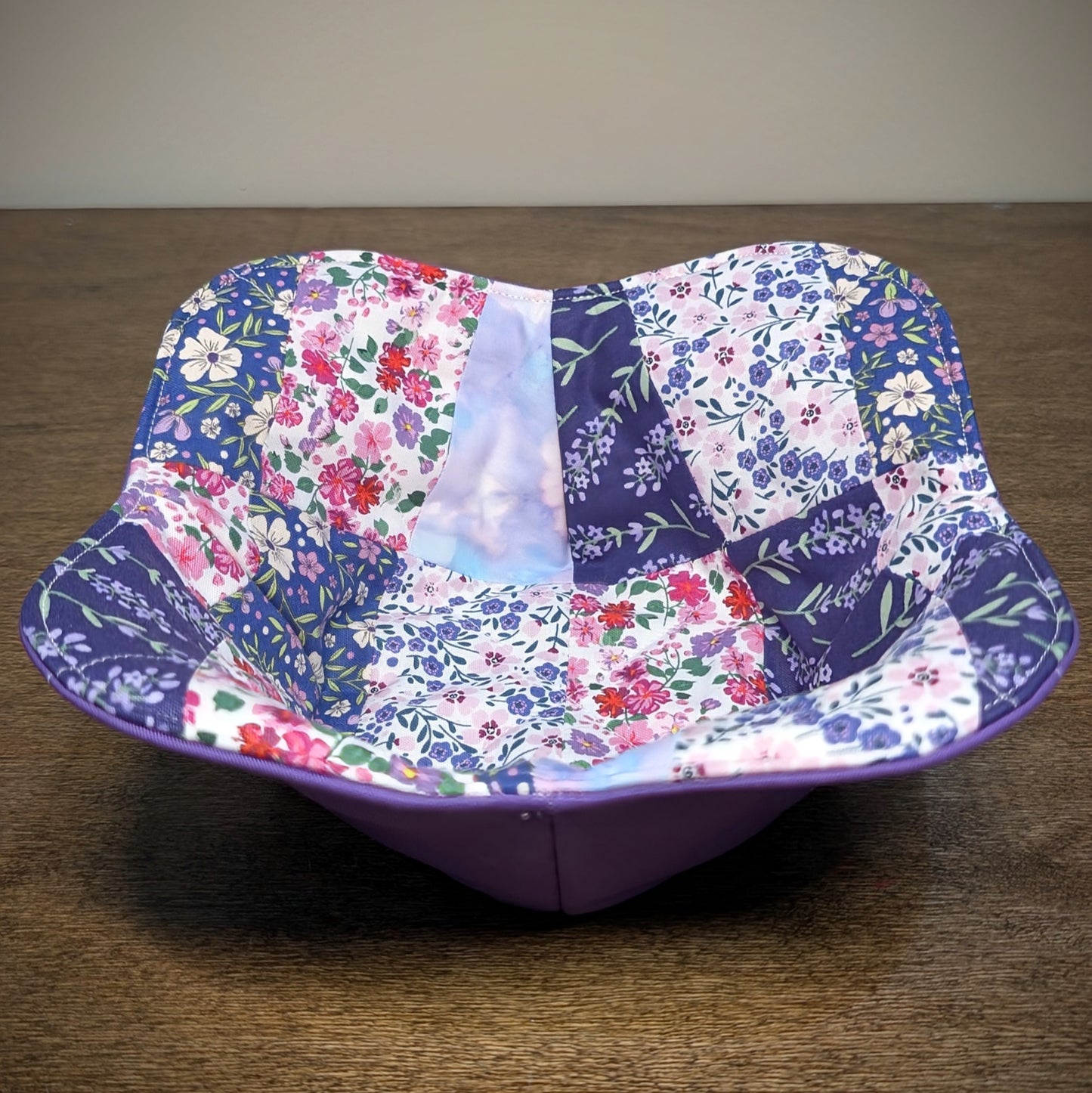 Quilted Bowl Cozy - Purple Flowers #1