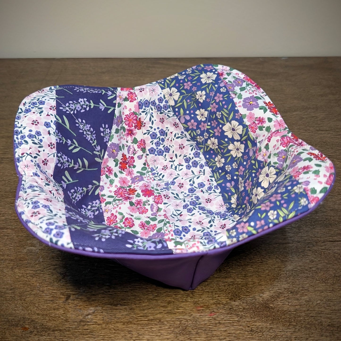 Quilted Bowl Cozy - Purple Flowers #4