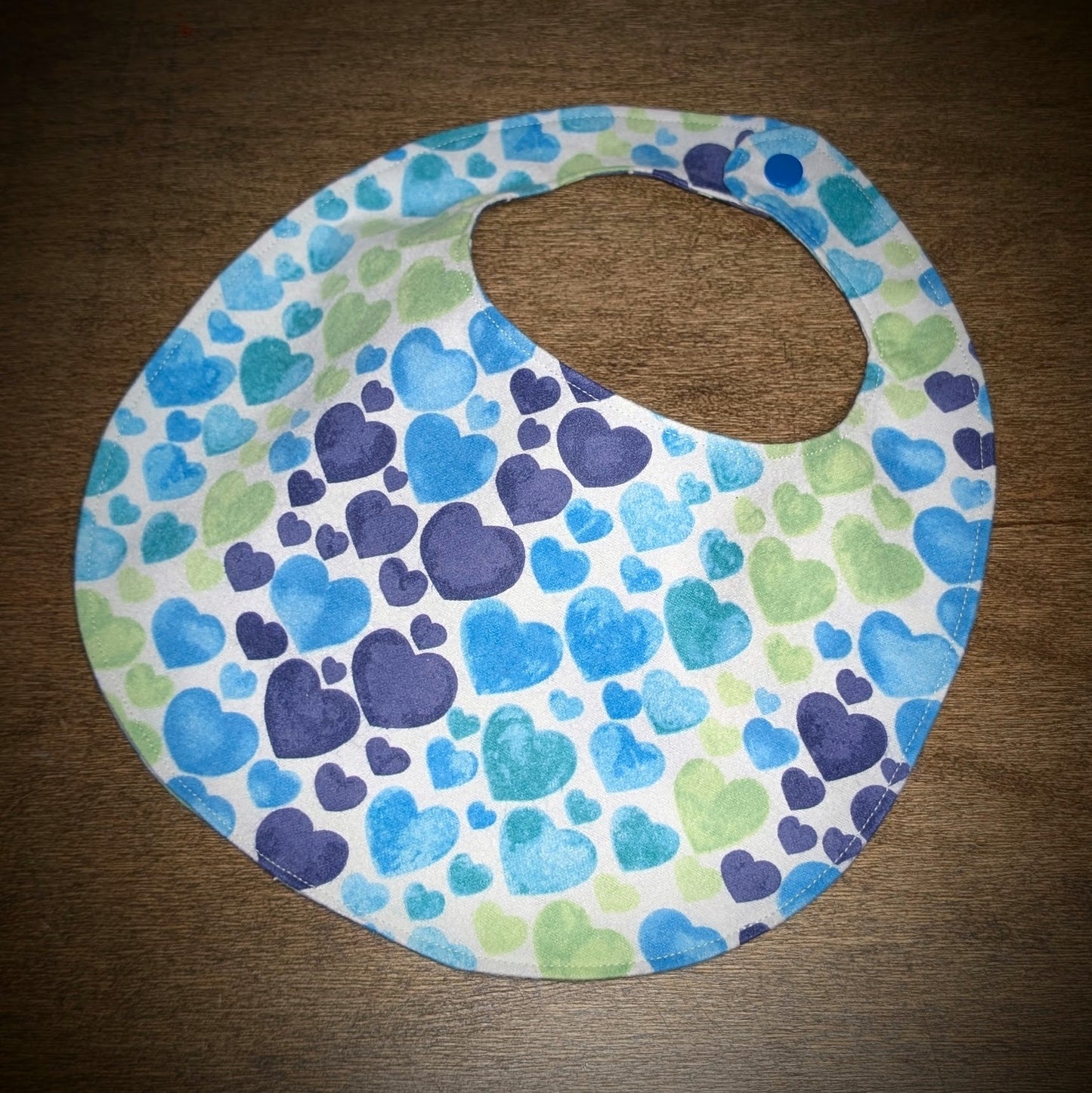 Blue & Green Hearts - Baby Bib
