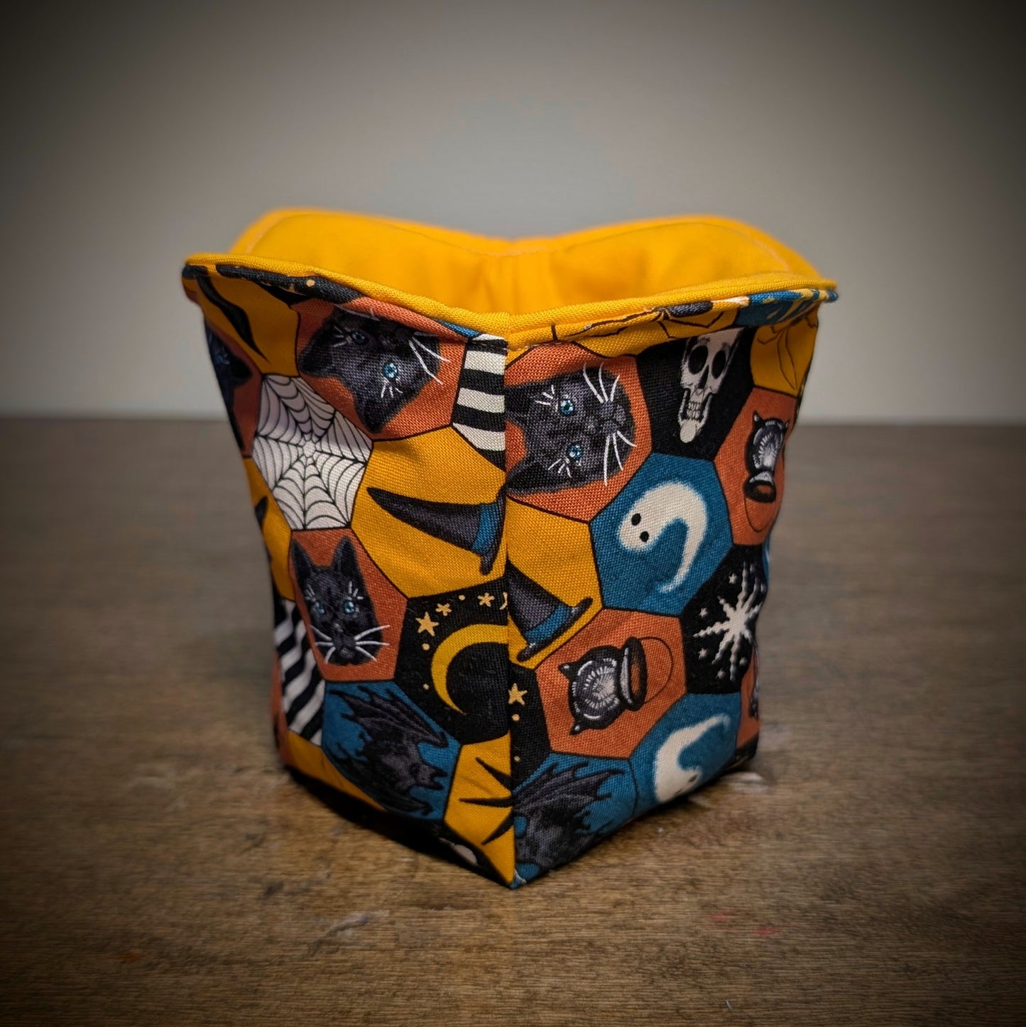 Spooky Hexagons on Yellow - Ice Cream/Gelato Pint Cozy