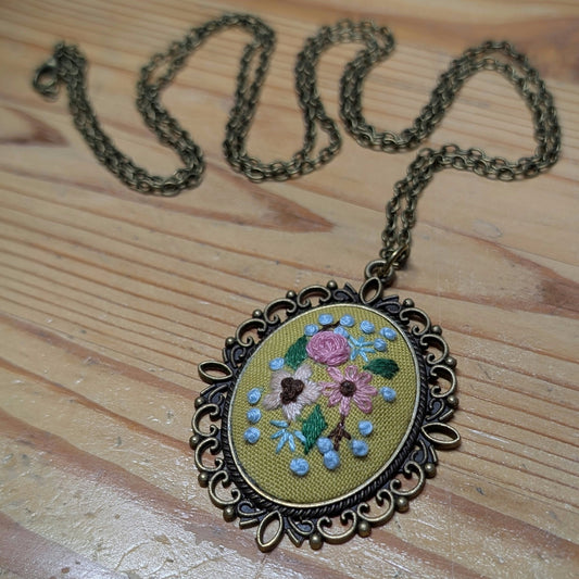 Hand Embroidered Pendant #3