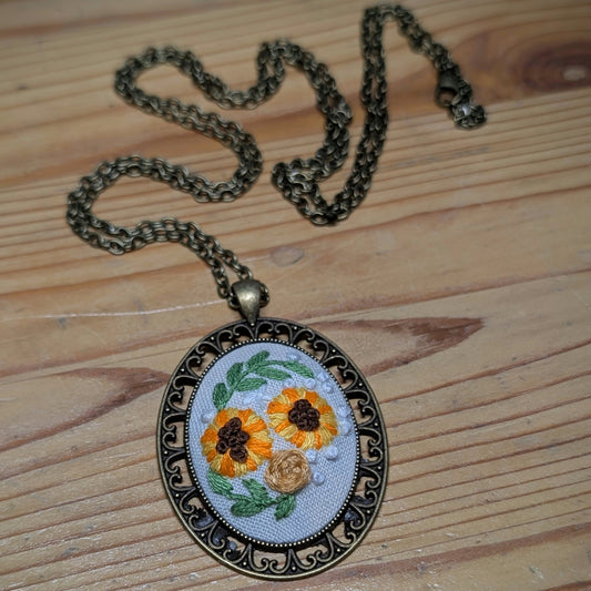 Hand Embroidered Pendant #6