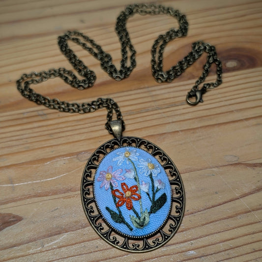 Hand Embroidered Pendant #8