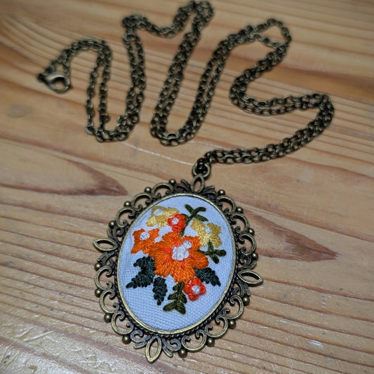 Hand Embroidered Pendant #9
