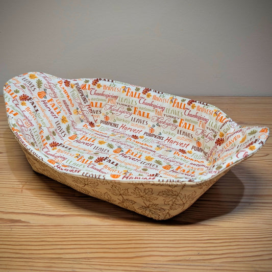 Fall words with Leaves - Loaf Pan Cozy