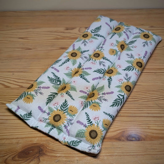Sunflowers on White ~ Unscented Therapeutic Rice Bag - Back/Lap Size