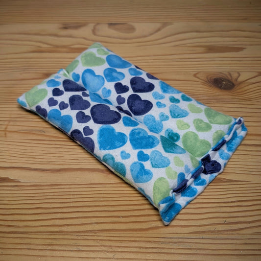 Blue & Green Hearts ~ Unscented Therapeutic Rice Bag - Face/Neck Size