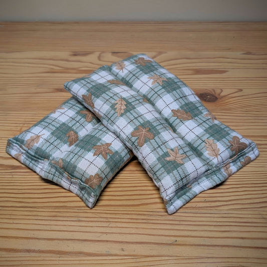 Leaves on Plaid ~ Unscented Therapeutic Rice Bag - Face/Neck Size