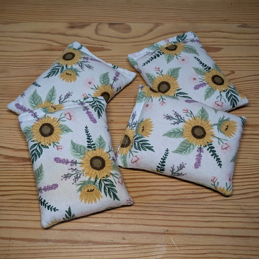 Sunflowers on White ~ Unscented Therapeutic Rice Bag - BooBoo/Hand Size