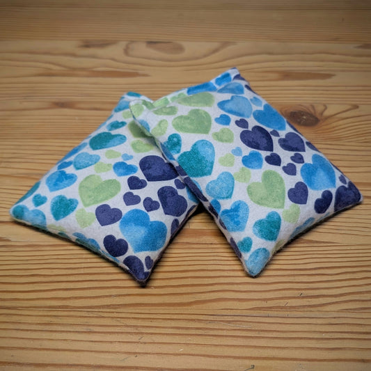 Blue & Green Hearts ~ Unscented Therapeutic Rice Bag - BooBoo/Hand Size
