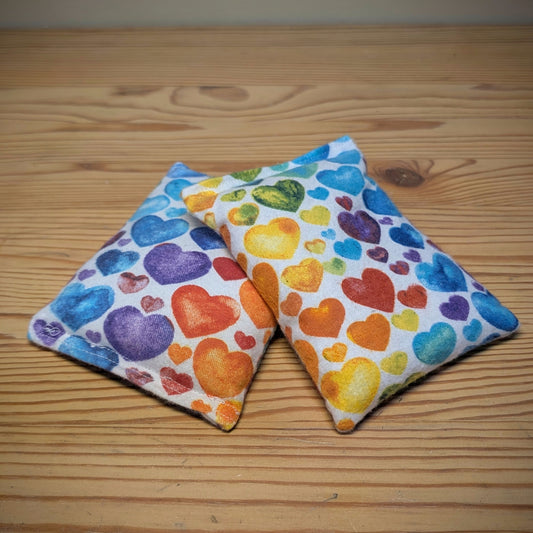Rainbow Hearts ~ Unscented Therapeutic Rice Bag - BooBoo/Hand Size
