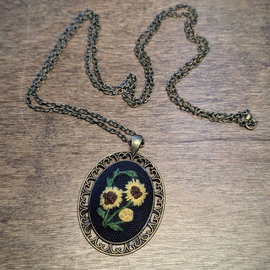 Hand Embroidered Pendant #11