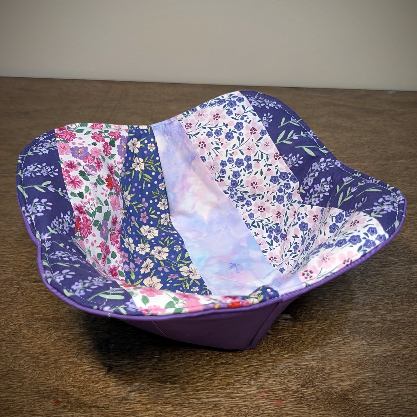 Quilted Bowl Cozy - Purple Flowers #2