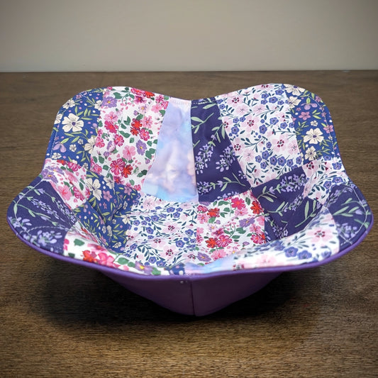 Quilted Bowl Cozy - Purple Flowers #1