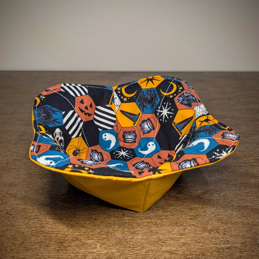 Spooky Hexagons on yellow - Bowl Cozy