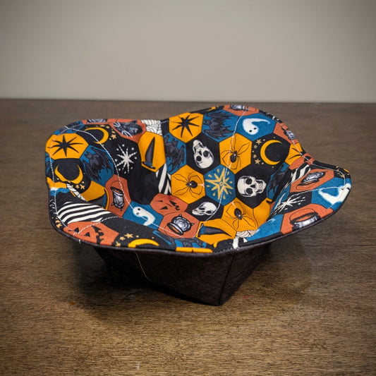 Spooky Hexagons on black - Bowl Cozy