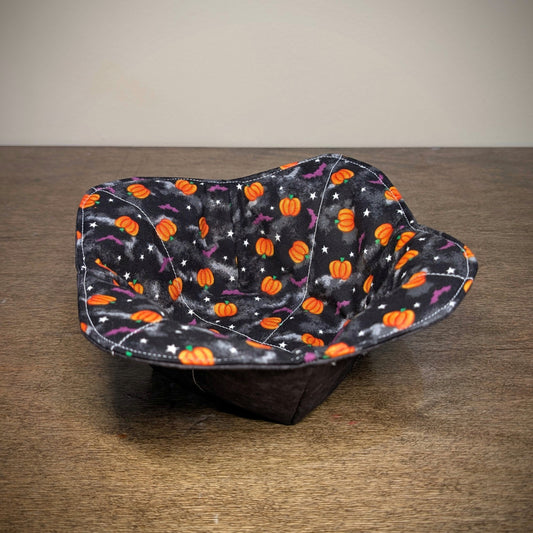 Pumpkins & Bats on black - Bowl Cozy