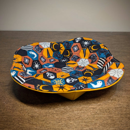 Spooky Hexagons on yellow - Small Plate Cozy