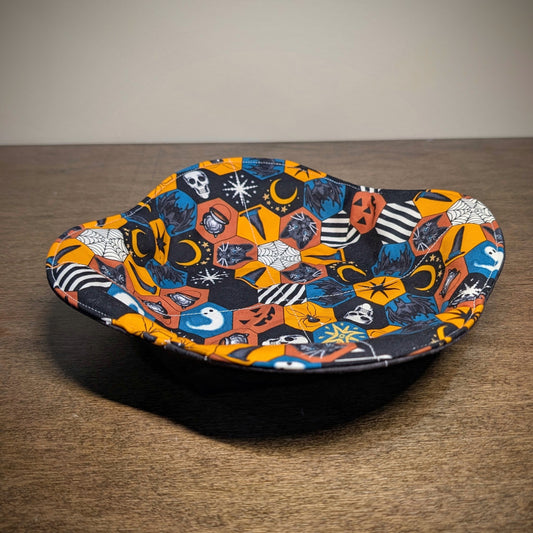 Spooky Hexagons on black - Small Plate Cozy