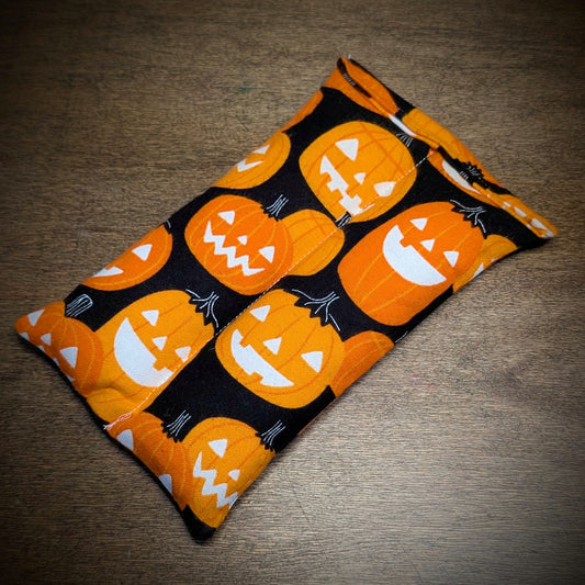 Jack-o-lanterns on Black ~ Unscented Therapeutic Rice Bag - Face/Neck Size