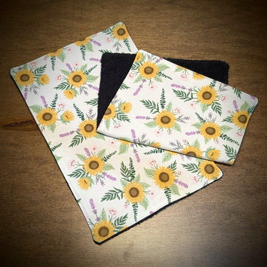 Sunflowers on White - Burp Cloth