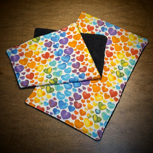 Rainbow Hearts - Burp Cloth
