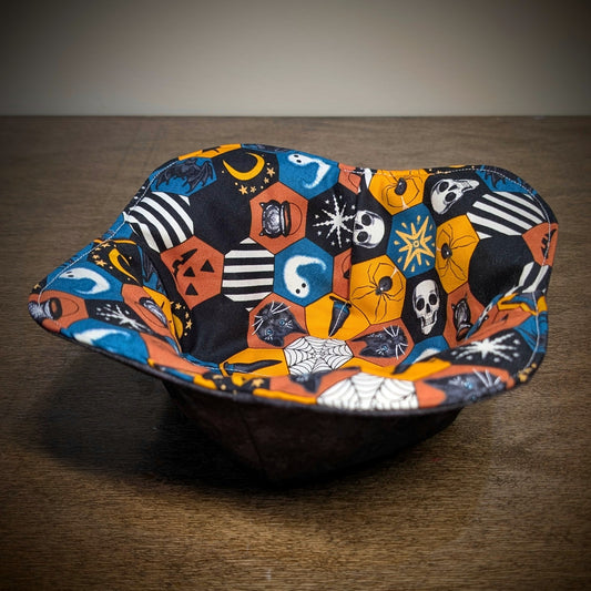 Spooky Hexagons on Black - Bowl Cozy