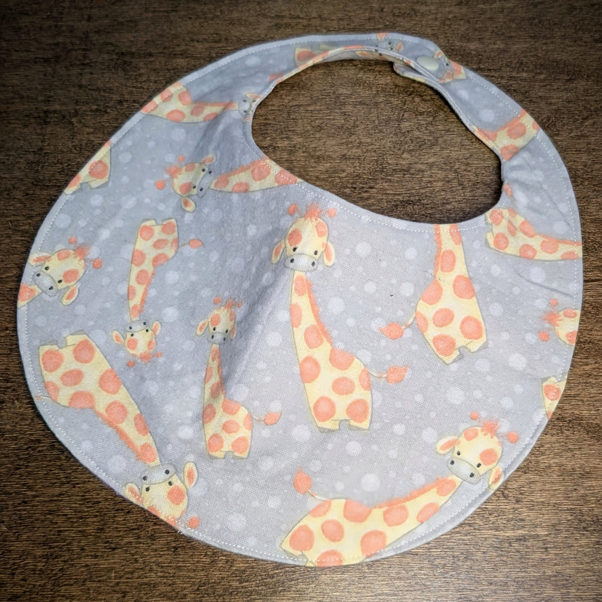 Giraffes on Gray - Baby Bib