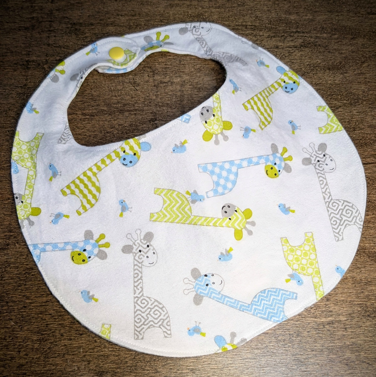 Multi-color Giraffes on White - Baby Bib