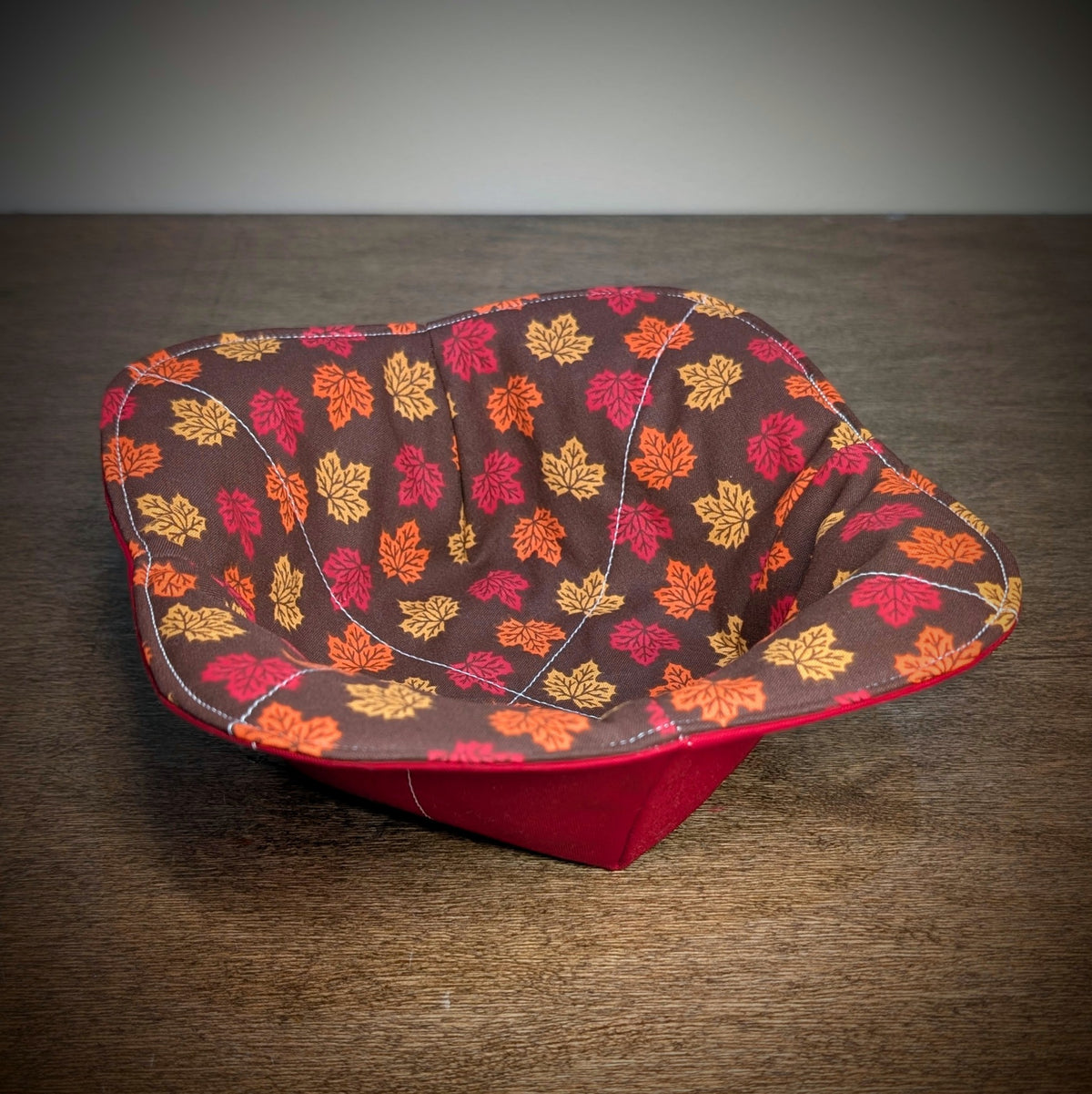 Fall Leaves on Red - Bowl Cozy