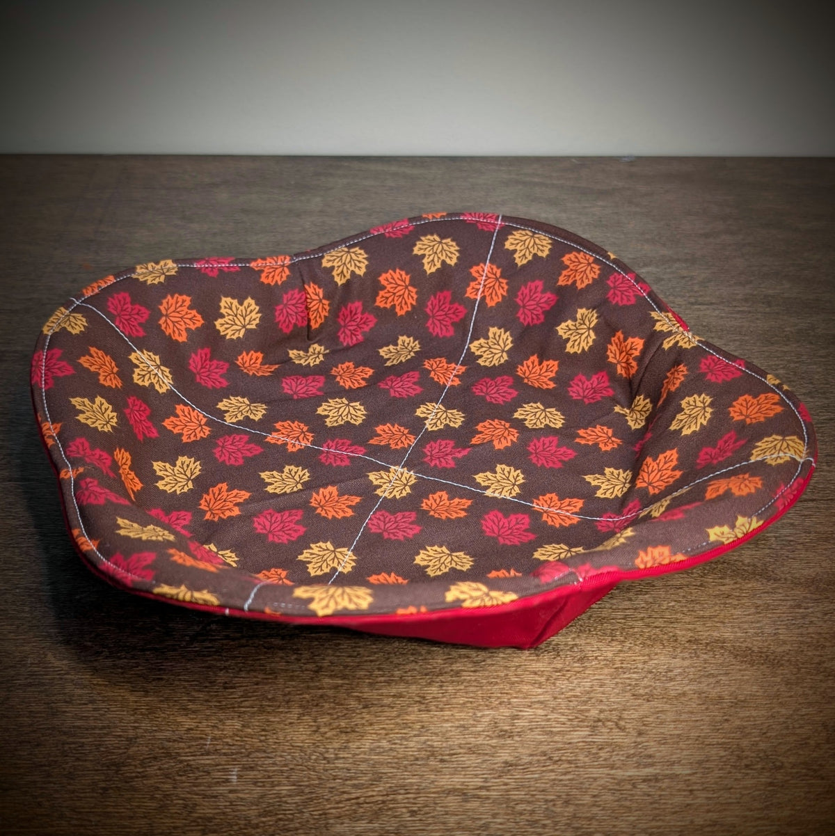 Fall Leaves on Red - Small Plate Cozy