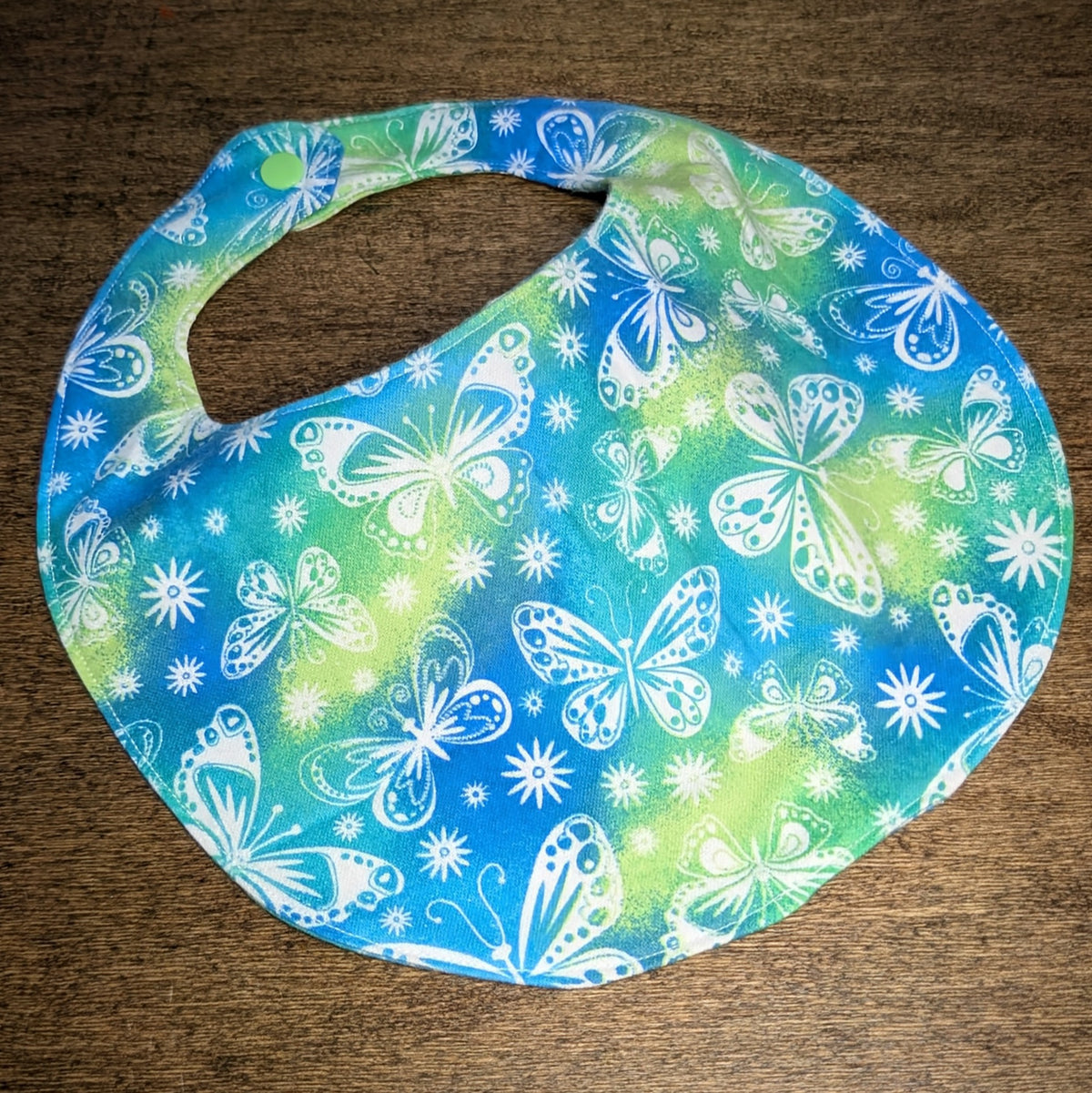 Butterflies on Blue & Green - Baby Bib